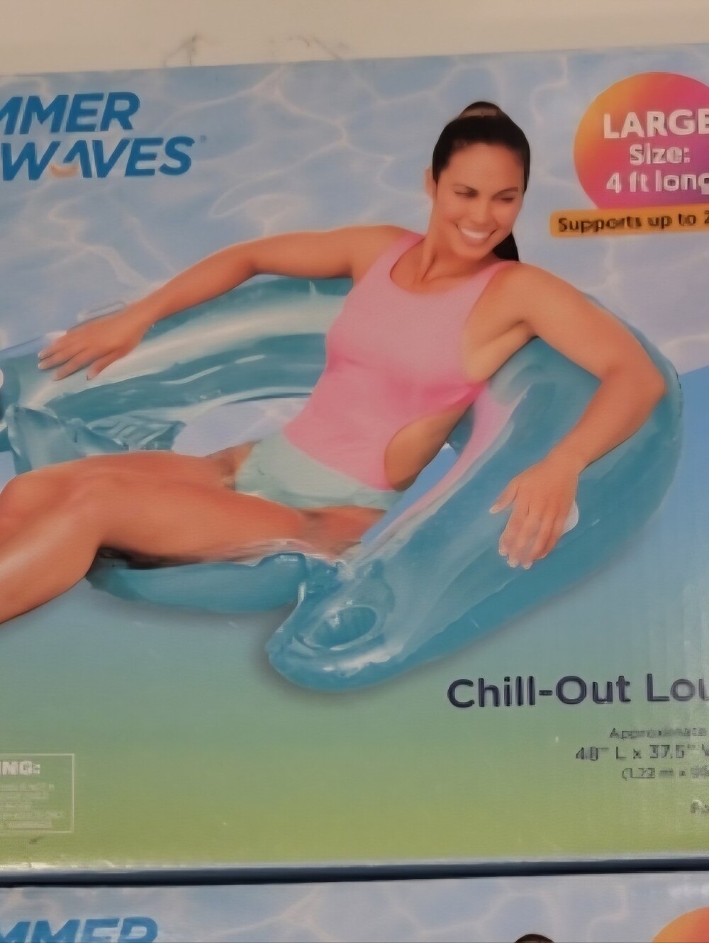 NWT Summer Waves Chill-Out Lounge Inflatable Pool Float- Clear Blue